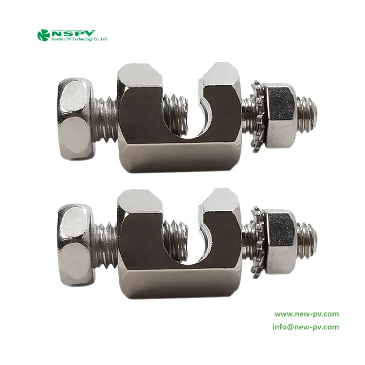 NSPV Factory Supply Solar Panel Earthing Clamps Copper Earth Grounding Lugs For Solar System Protection