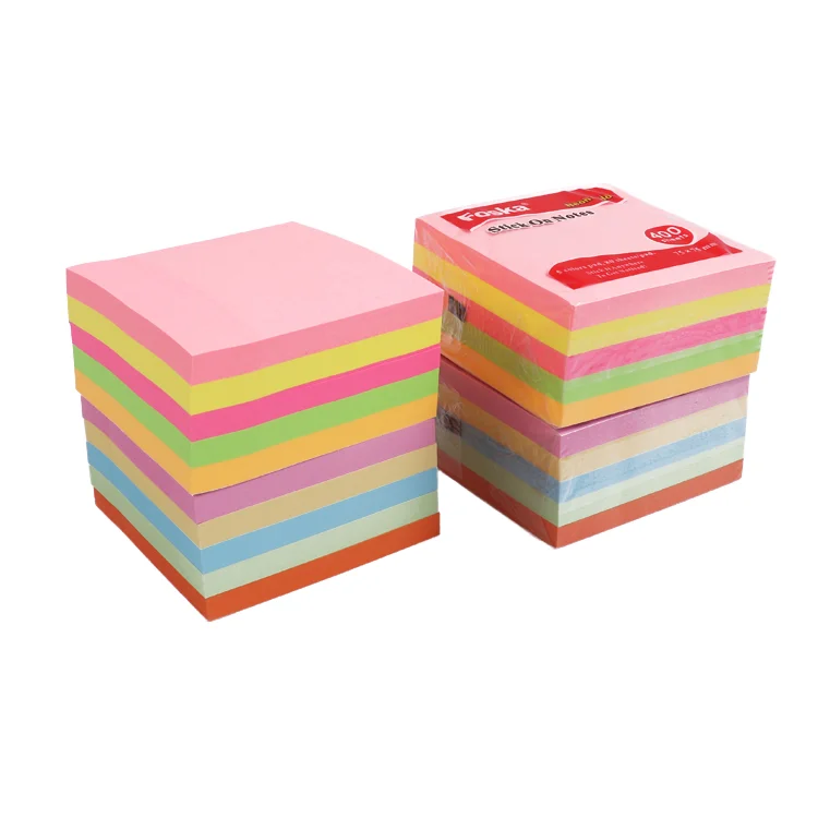 Foska High Quality Multi Colors Assorted Eco Friendly Portable Strong Adhesive Memo Pad Cube Sticky Notes Paper for School