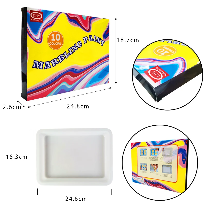 KHY Free Sample OEM Non-Toxic Watercolor For Kids Free Shipping Diy Supplies Marbeling Marbling Paint Kit Water Drawing Art Set