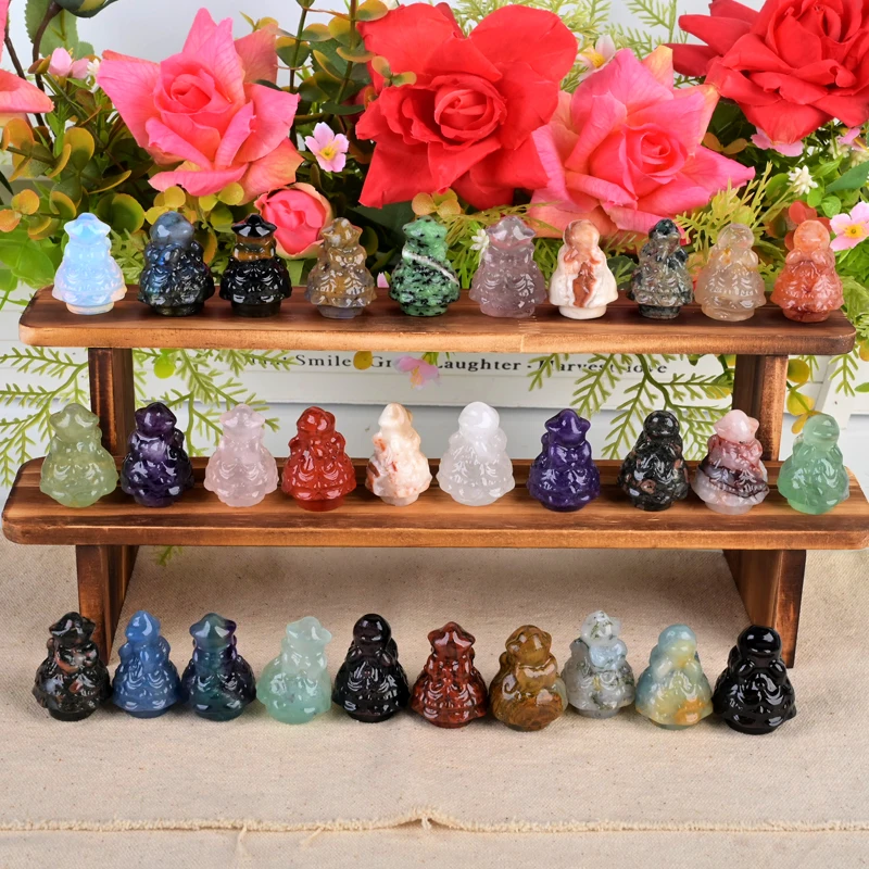Wholesale natural stone mini crystal carvings Mixed crystal Christmas tree Christmas gift