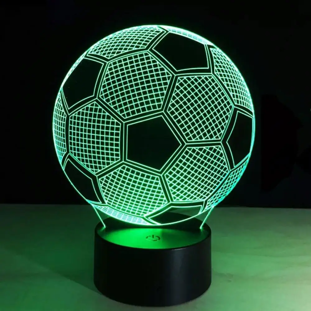 Kids Night Light Football 3D Optical Illusion Lamp with Remote Control 16 Colors Changing Soccer Birthday Xmas Gift