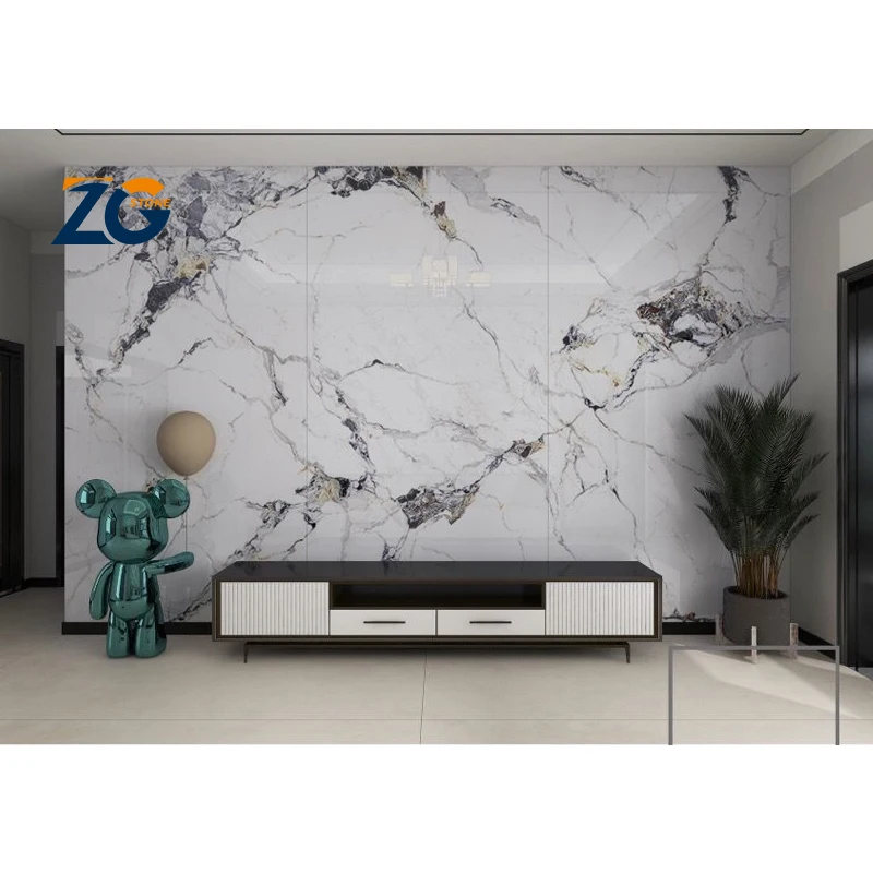 ZGSTONE оптовая продажа искусственный мраморный камень коллекция тонкая плита кухонный обеденный стол столешница спеченные каменные стеновые панели