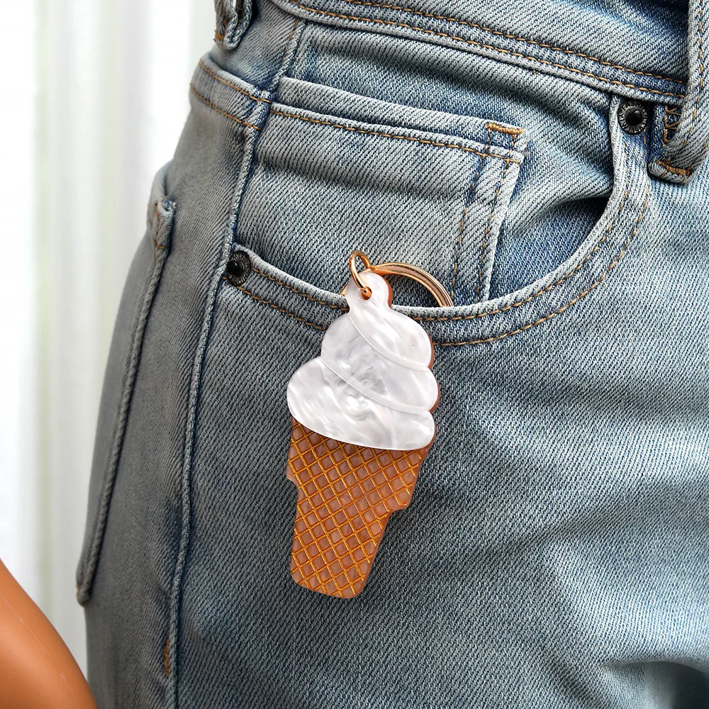 personalized acrylic ice cream keychain summer keychain for gifts