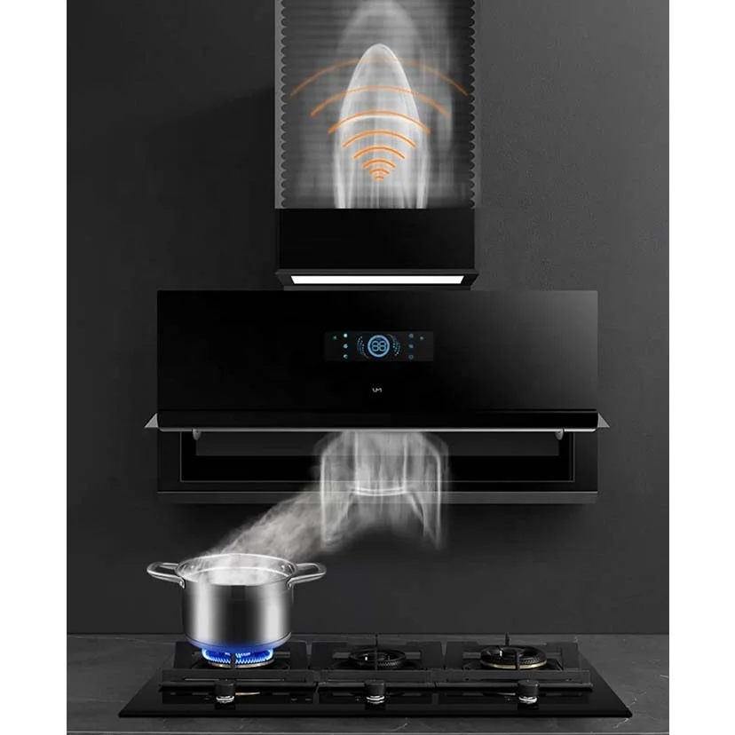 T Shape Range Hoods Touch Control Auto Clean 900mm 28# Copper Motor Chimney Hood Extractor Exhaust Hood with 3 Speeds