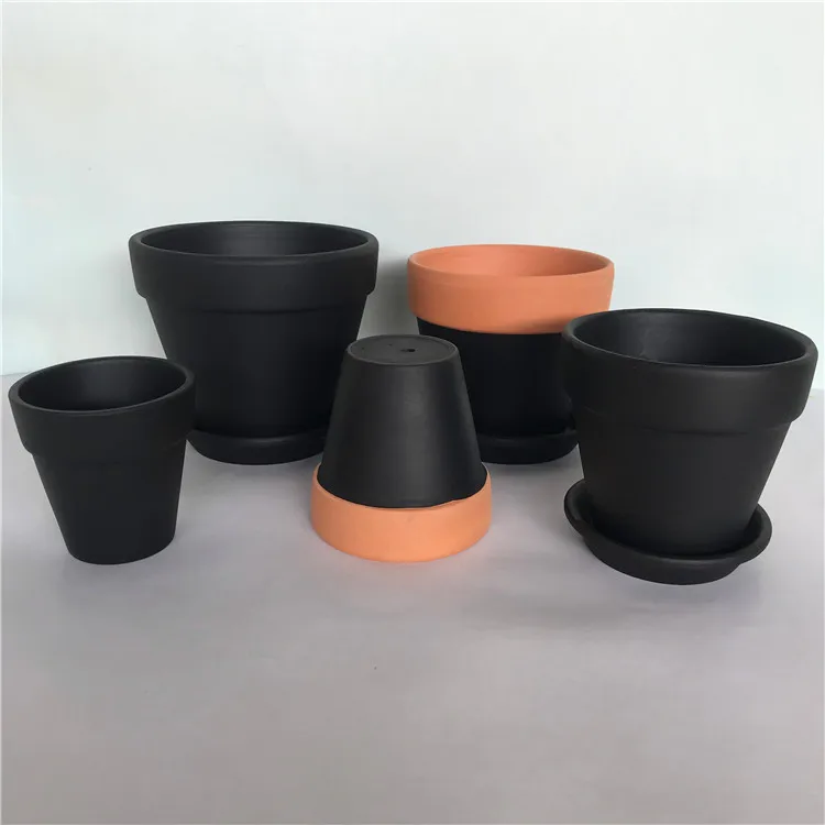 classical clay ceramic terracotta  flower pots planter pot with tray saucer