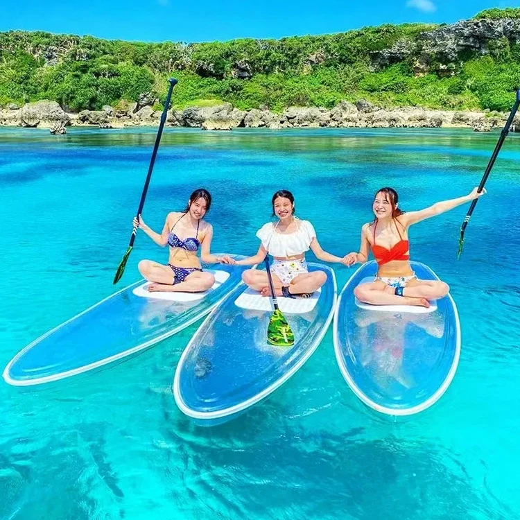 Hi Top Custom Surfboard Inflatable Paddle Board 12 Sup Soft Board Surf Crystal Transparent Paddle Board