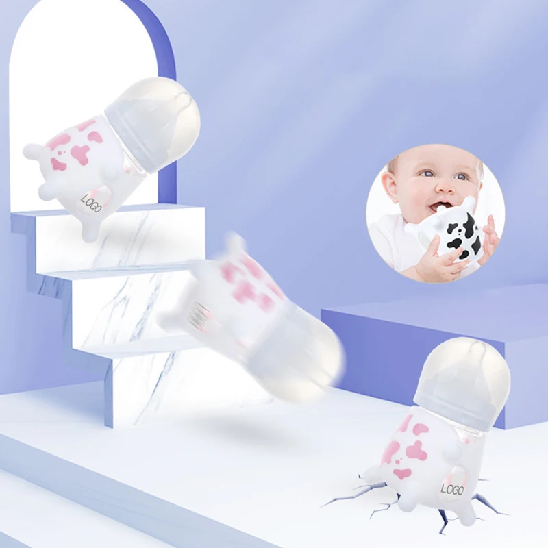 BPA Free Newborn gift Cute Baby Feeding Girl Glass dairy cattle Bottle For Babies