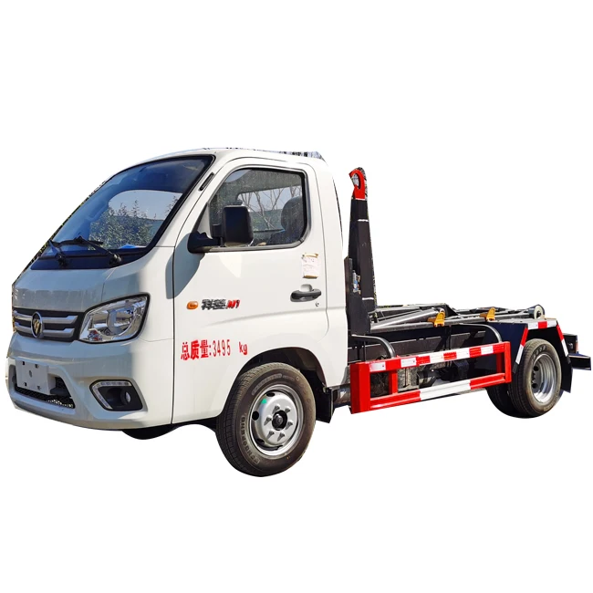 Мини-версия FOTON 4*2 уплотнитель мусоровоз крюк подъемник может перетащить 3 тонны ящиков для мусора