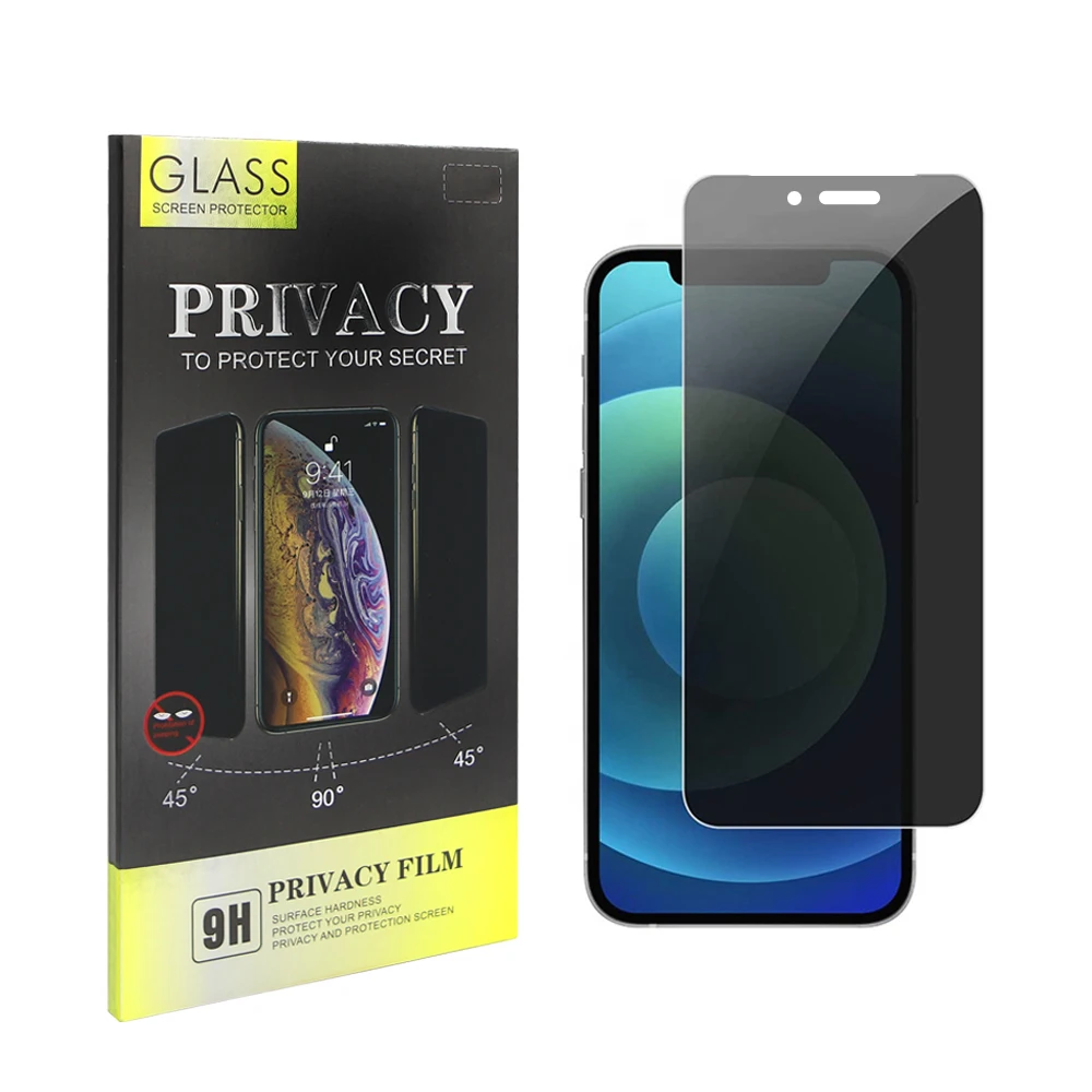 For Iphone 13 Pro Max 9H 0.33MM Privacy 2.5D Flat Tempered Glass Screen Protector Anti Spy Tempered Glass OEM ODM