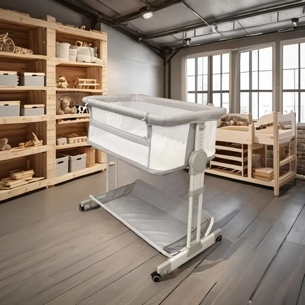 Baby 2-in 1 Customizable Indoor Safety Plastic Aluminum Kids Bed Folding Baby Cots