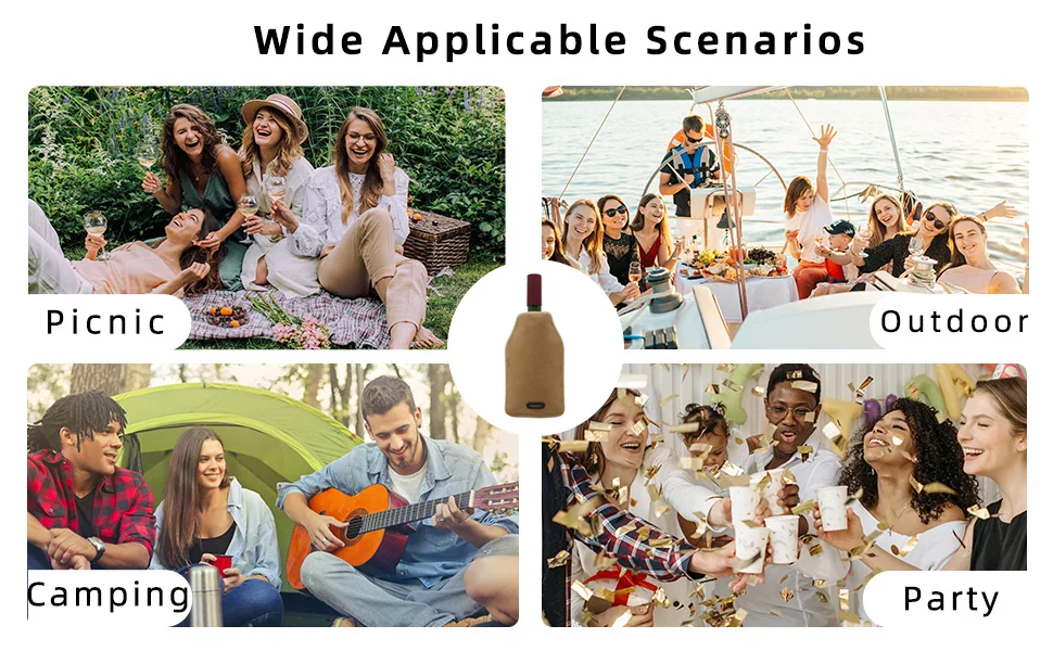 Senwo Portable Wine Cooler Sleeve /Reusable Wine Bottle Chiller / Keep Wine Cool and Refreshing for Standard Size Bottles