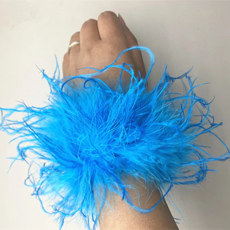 popular sale 9 colors female ostrich fur feather snap circle magnetic bracelet with wrist strap