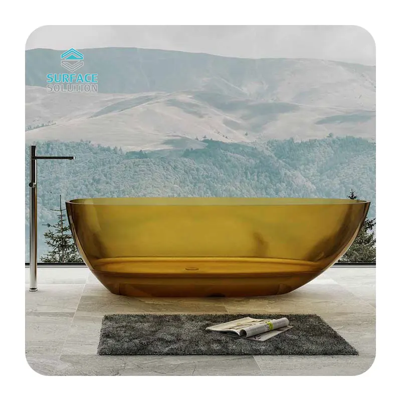 solid surface acrylic transparent free standing soaking bath tub