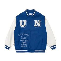 2022 wholesale custom high street unisex Duffle baseball hip hop lovers leather sleeves varsity jacket men women