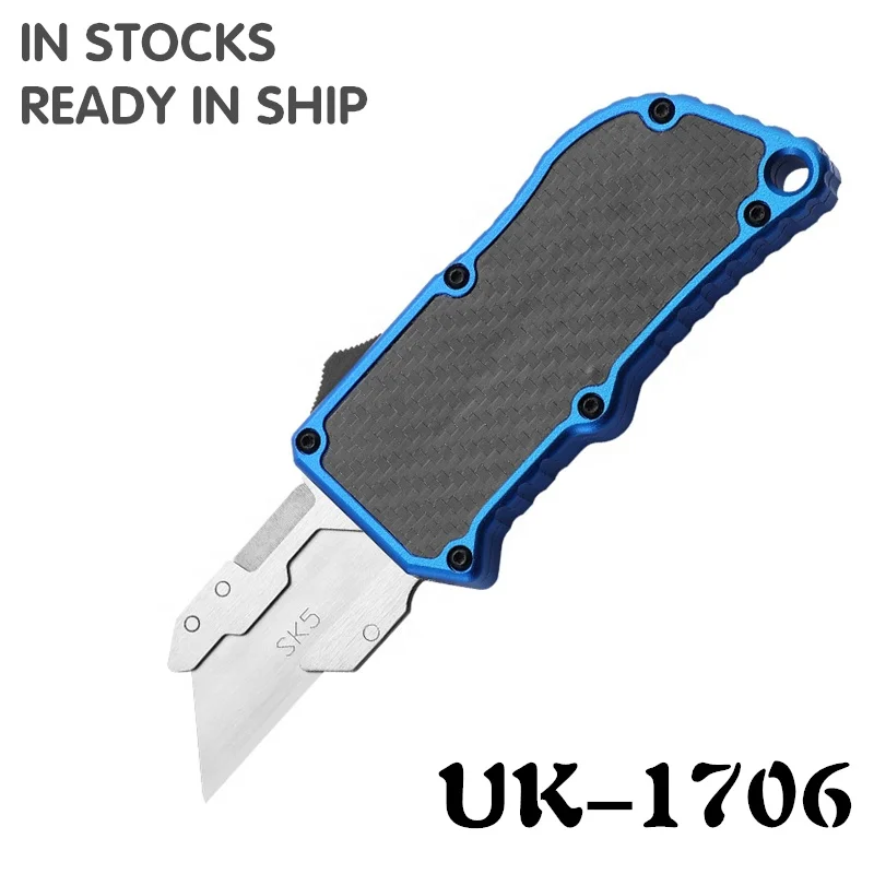 Aluminum Alloy Shell 5 Extra Blades Automatic OTF Wholesale Price Utility Knife Box Cutters