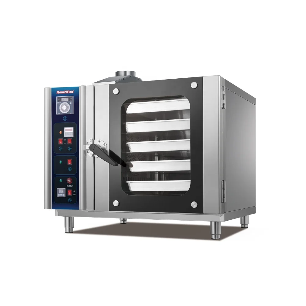 5 trays Removable Steam Rapid Baking Combination Hot Air Gas Convection Oven With Timer For Restaurant