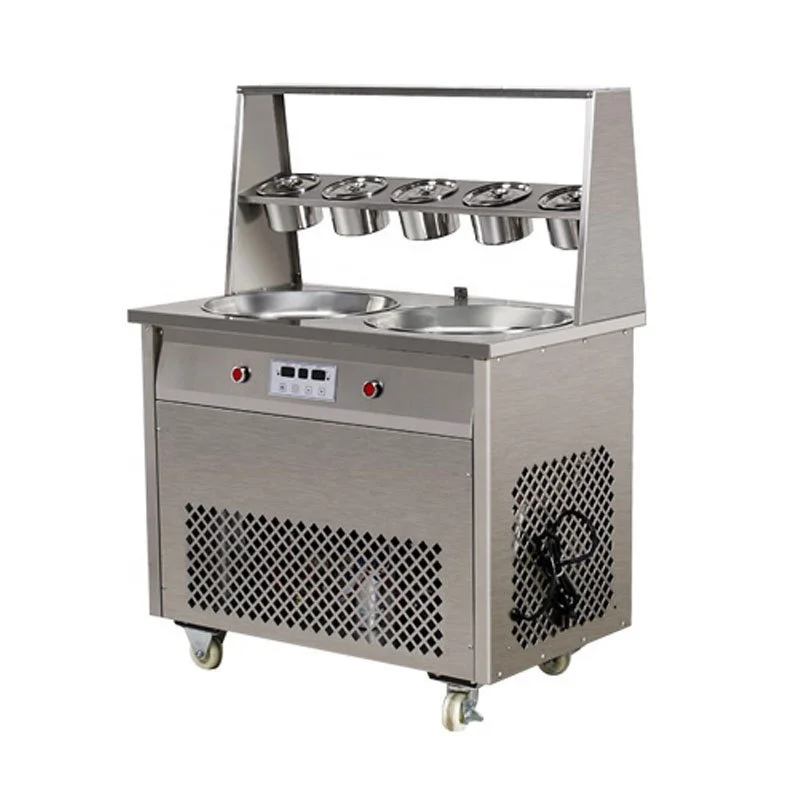 OEM 110V/220V Commercial Thai fried ice machine fried fruit Matcha ice cream machine long pot thick cut fried ice machine