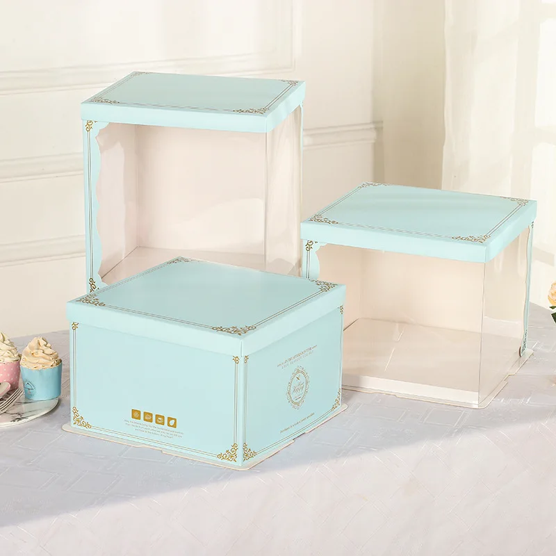 Оптовая продажа, одноразовая прозрачная коробка для тортов на день рождения, дизайн упаковки, хлебобулочная коробка