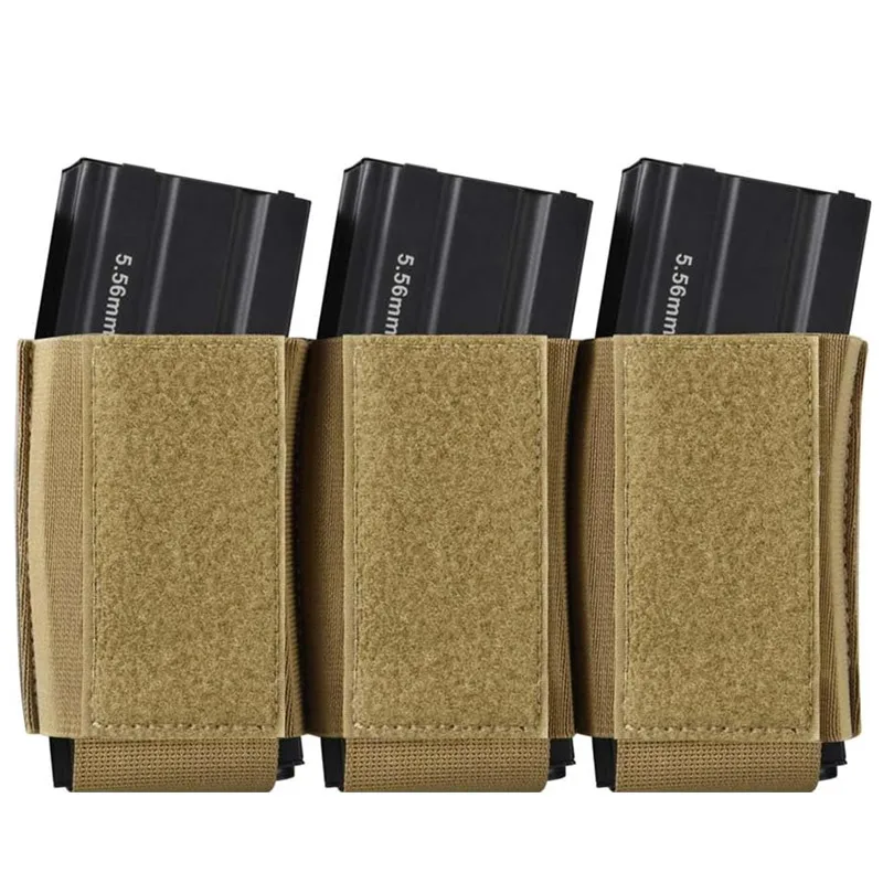 Elastic Triple 5.56 Magazine Pouch Tactical Vest 556 Mag Pouch Magazine Holder Retention Built in Inserted Hook Loop Mag Bag