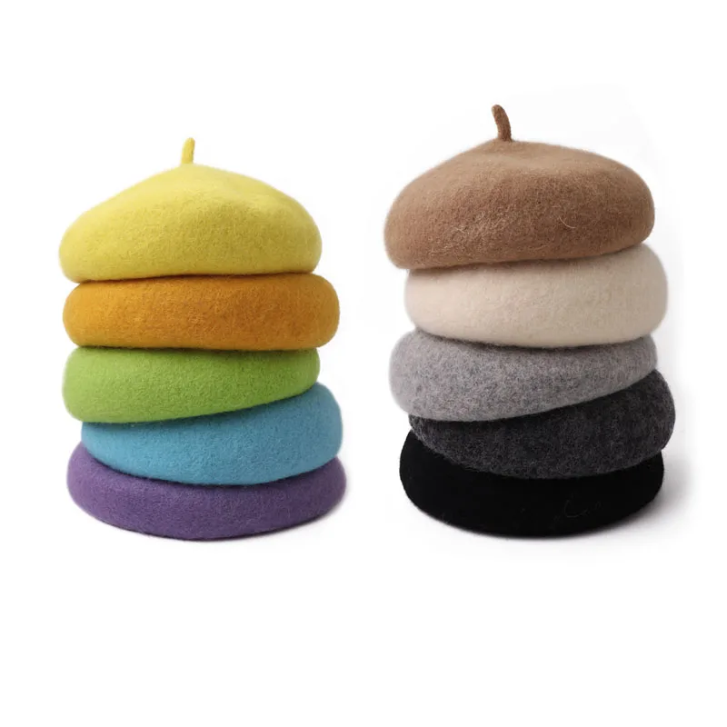 Wholesale high quality unisex winter fall children girls wool toddler beret hats for kids