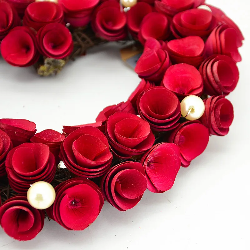 Венок в форме сердца из розовой сосны, свадебное украшение на День святого Валентина