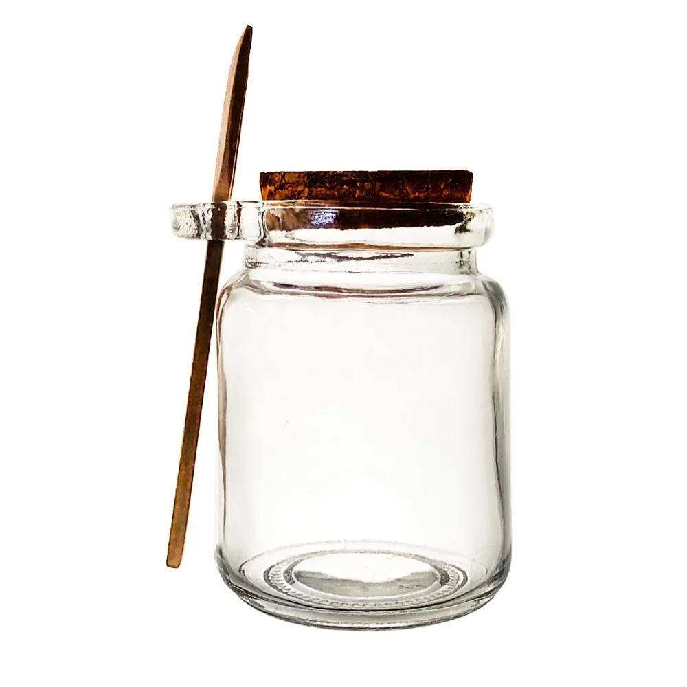 Empty 8.5oz Bath Salt Seasoning Storage Glass Jars with Cork Stopper Wood Spoon