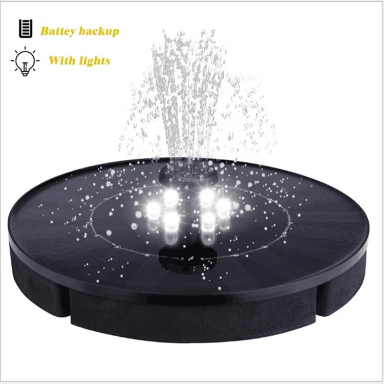 9VDC 2.4W 70CM 150LPH Outdoor Indoor Floating Solar Powered Water Fountain Factory with LED lights And Battery for Garden Pool
