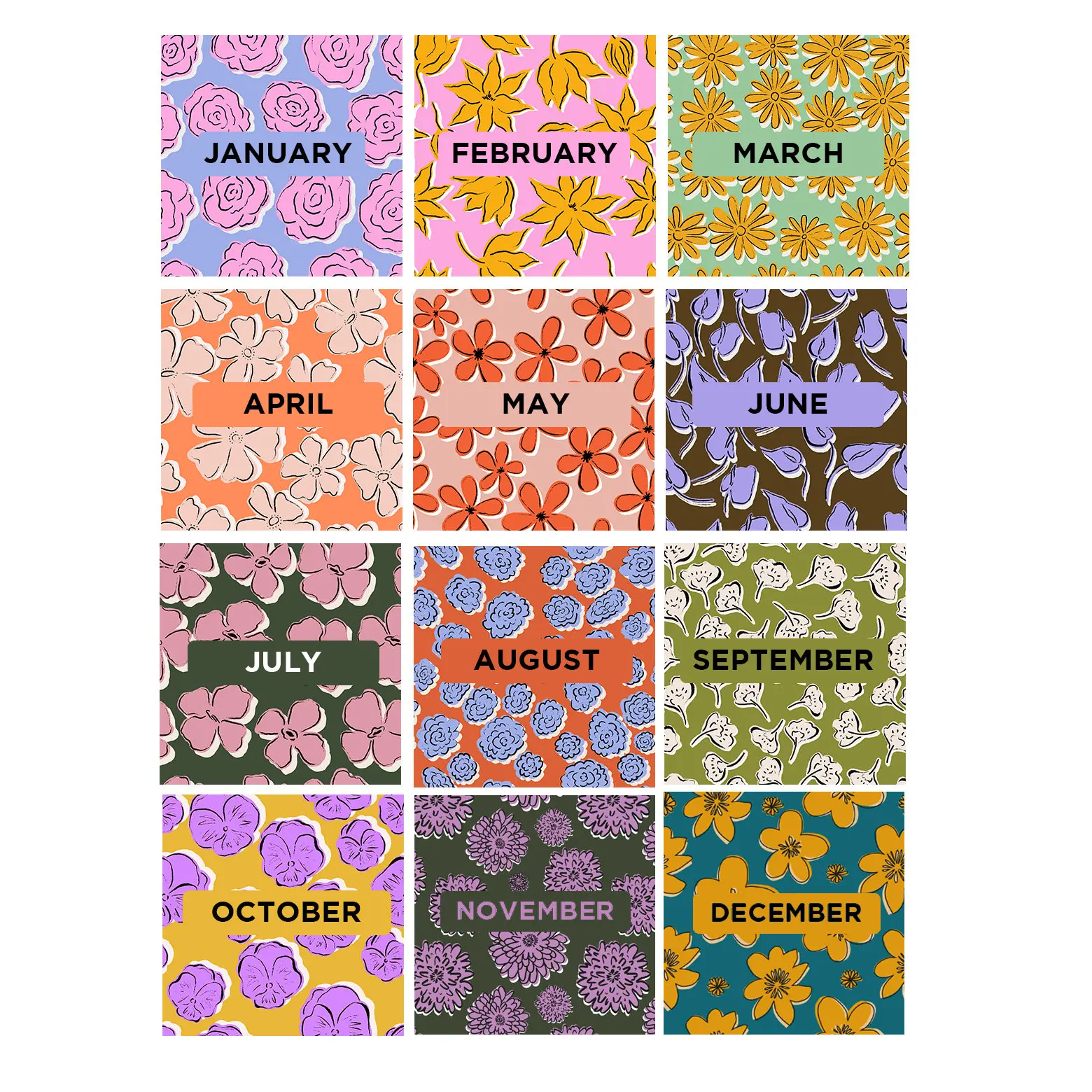 Custom Pattern Soft Touch Wipeable Cover Personalised Notebook Birth Flower Pattern Notebook for each month