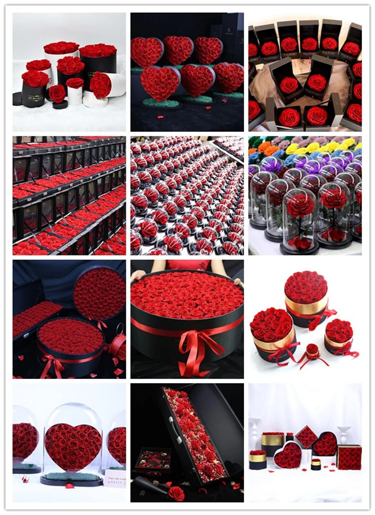 Wholesale Mothers Day Valentine Day Wedding Best Wishes Luxury Gift Musical Rose Bear Eternal Roses In Pvc Acrylic Jewelry Box