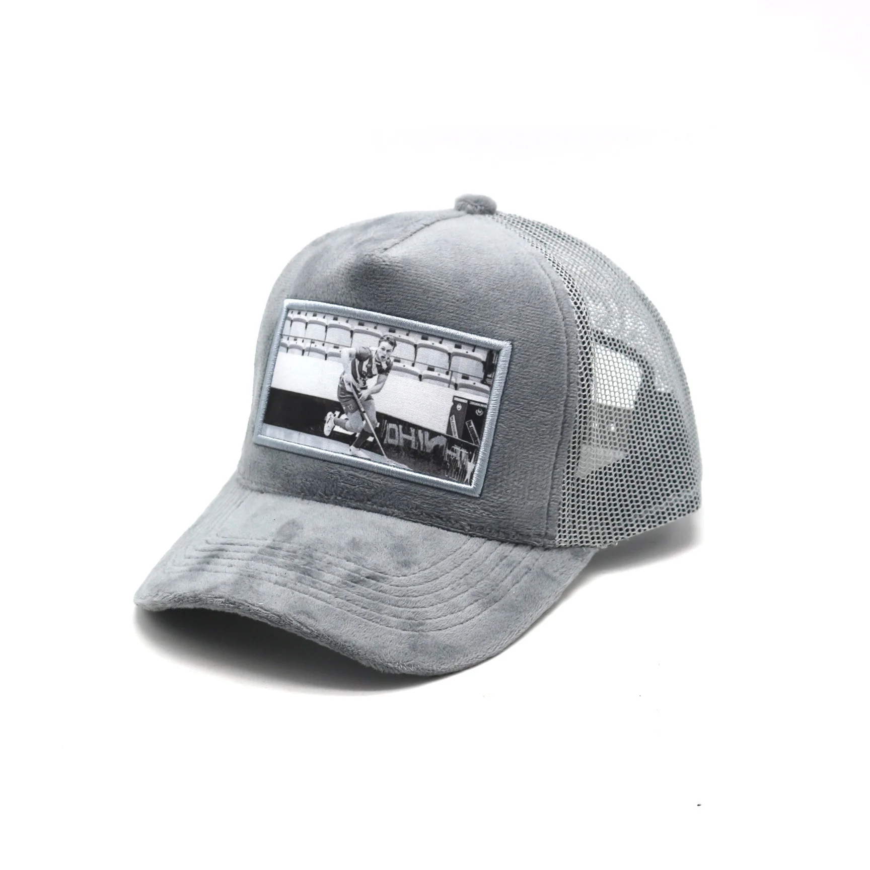 high quality embroidery velvet trucker cap trucker hats with mesh custom logo