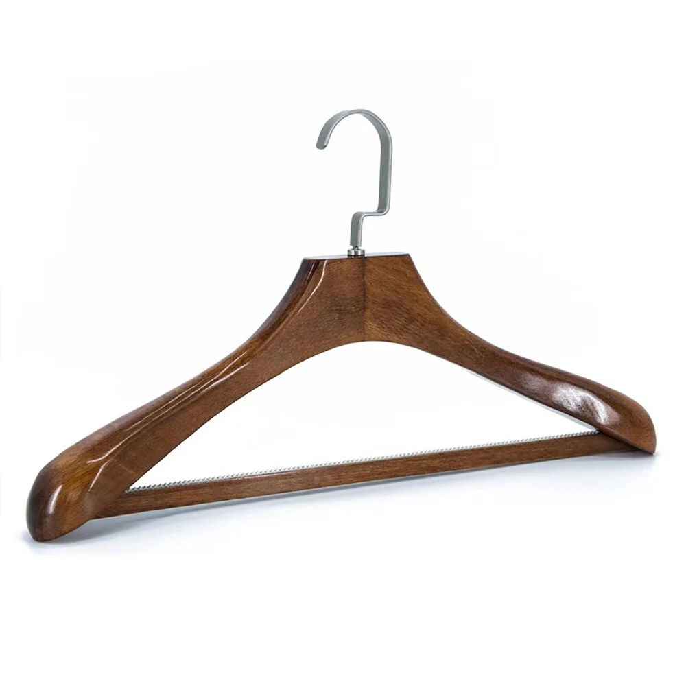 Deluxe Walnut Bulk Wooden Hanger Brand Suits Coat Garment Hanger Wooden Hangers for Clothes with Logo