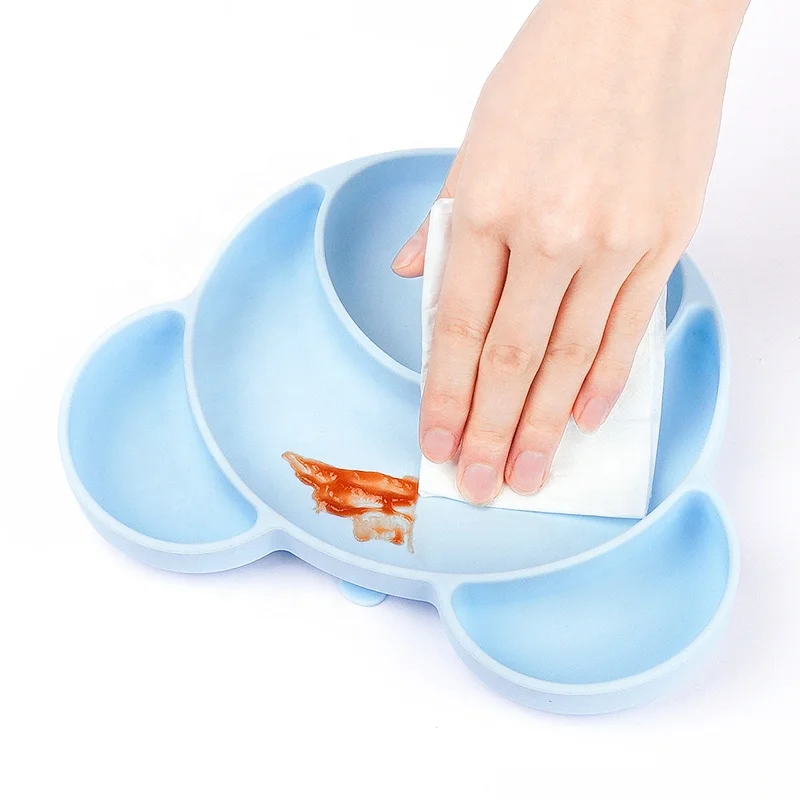 Cute Food Grade Toddler Kids Children Silicon Silicone Divided Food Suction Feeding Baby Plates For Baby