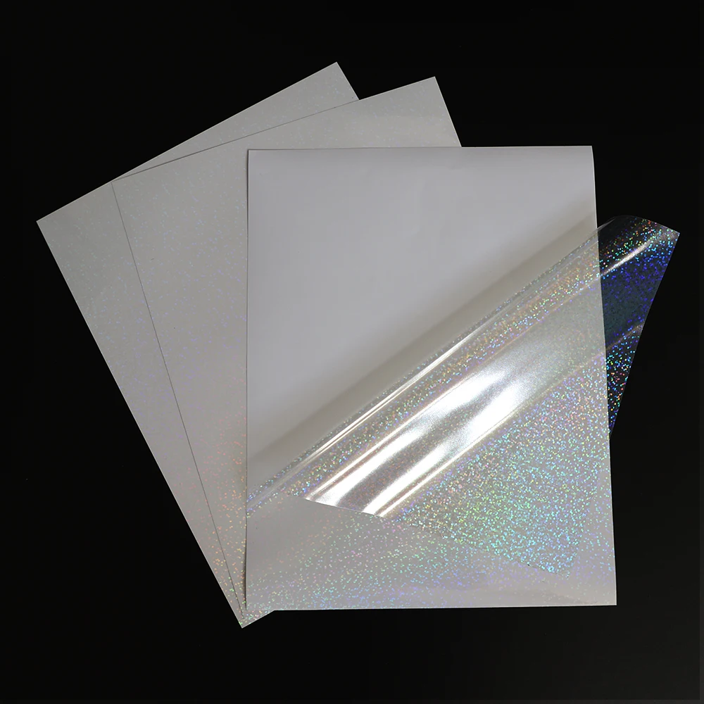 Custom Design Clear Self Adhesive PET Transparent Holographic Rainbow Film For Lamination 3d Glossy Laminating Film