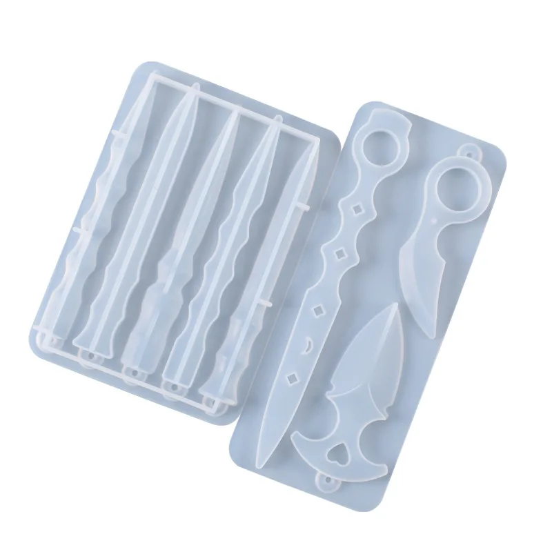 Knife&Darts Shape Silicone Epoxy Resin Casting Molds for Making Anime Keychains Ring Door Opener Silicone Key Chain Molds