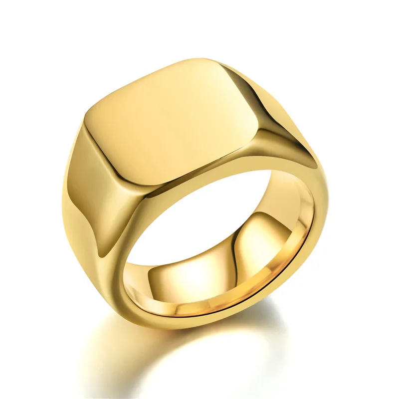 Fashion Stainless Steel Blank Mens 18K Gold Plated Rings Custom Man Ring Amazon New Men Engrave Stainless Steel Ring Wholesale