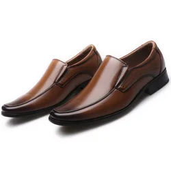Мужские кожаные туфли без шнуровки, деловая повседневная обувь с маленьким квадратным носком, официальная одежда от производителя, оптовая и розничная продажа