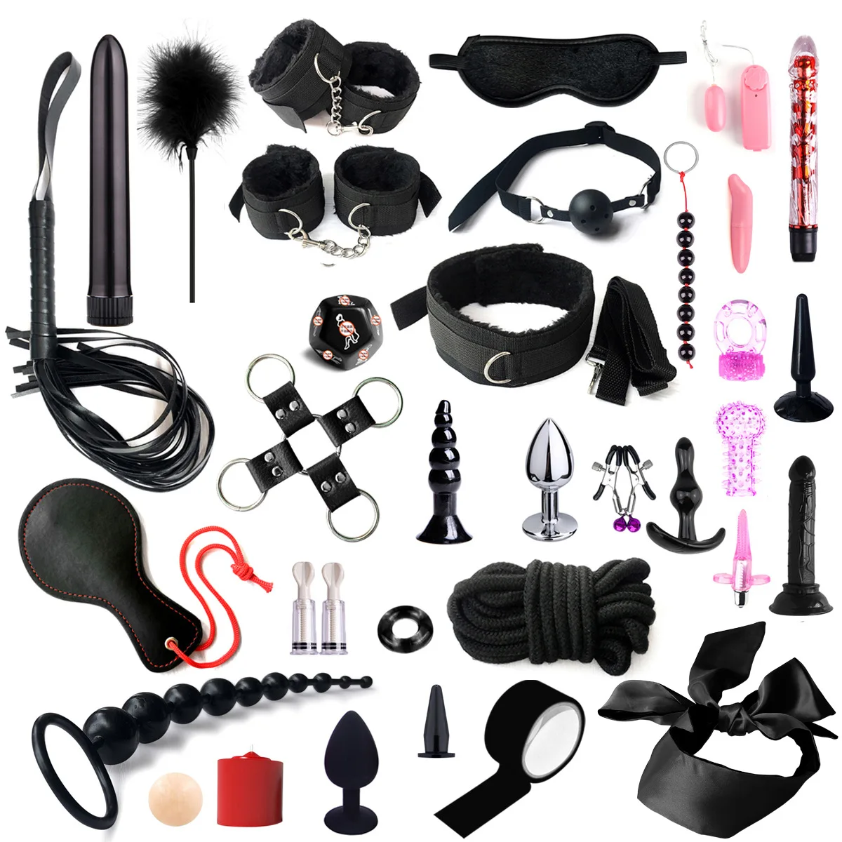 wholesale 35 pcs per set saxy toys china bondage leather sm set wrist and ankle cuffs set bondage