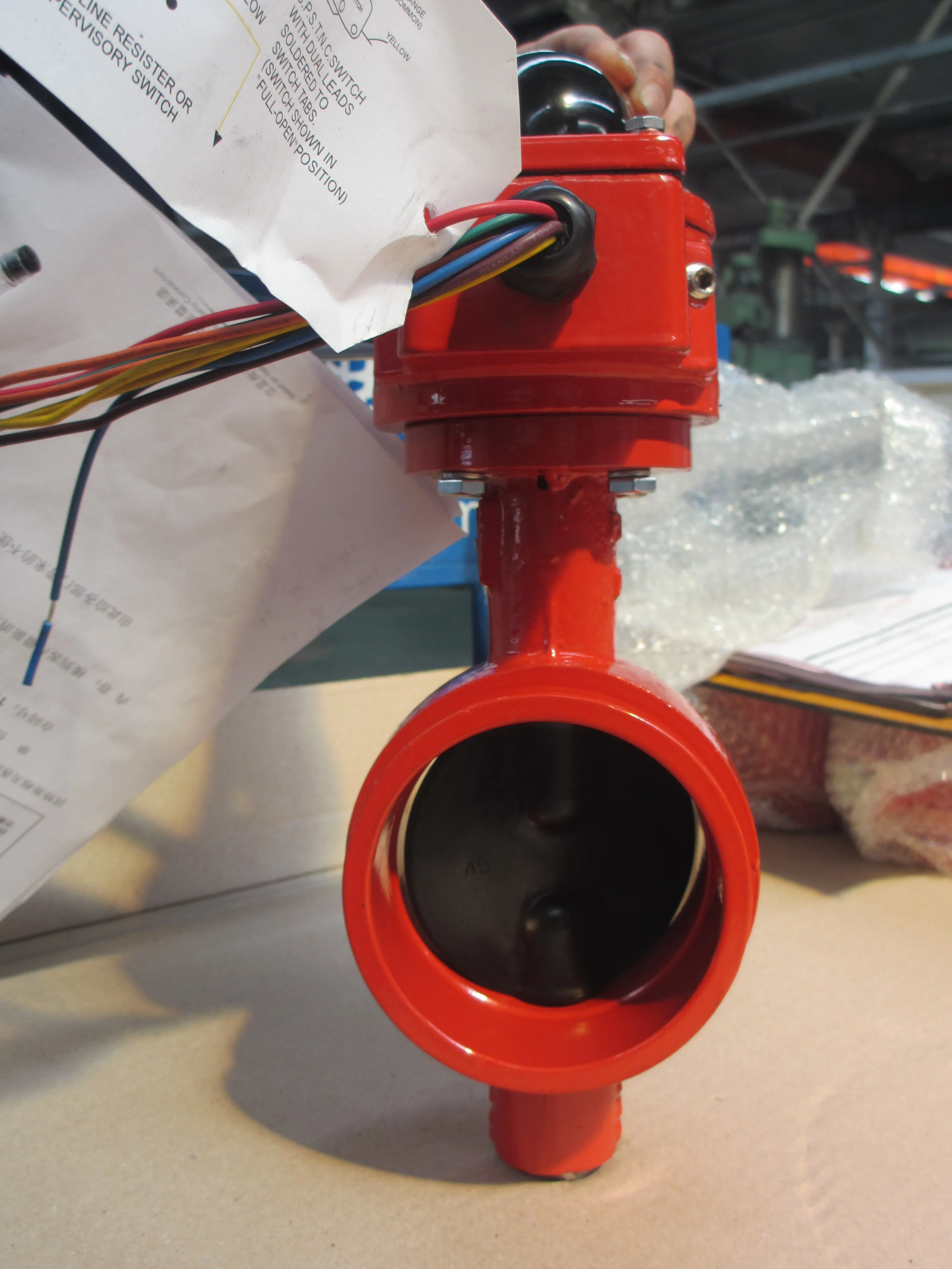 ASTM A536 rubber Grooved Butterfly valve Manual Ductile iron butterfly valve  grooved end   fire safe fire fighting