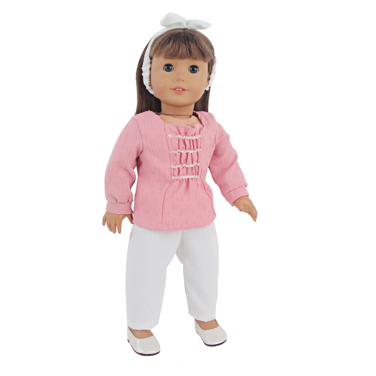 18 inch pink long sleeved top pants and headband Reborn baby doll clothes For Girl
