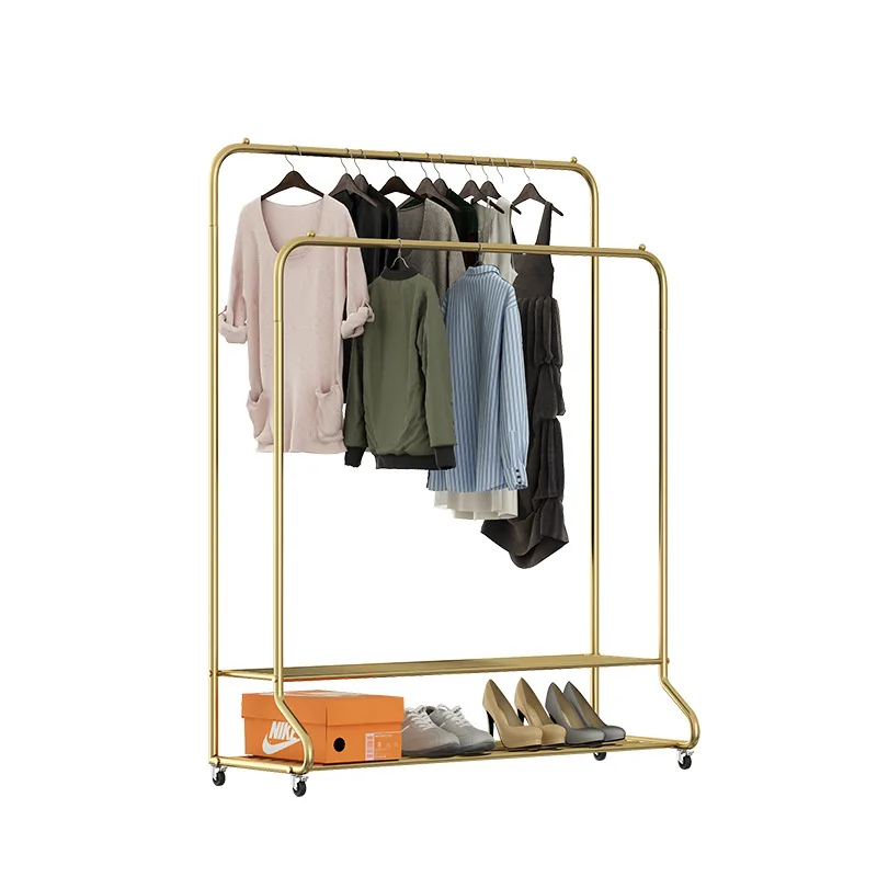 Garment Rack Freestanding Hanger Double Layers and Double Poles Multi-Functional Bedroom Clothing Rack