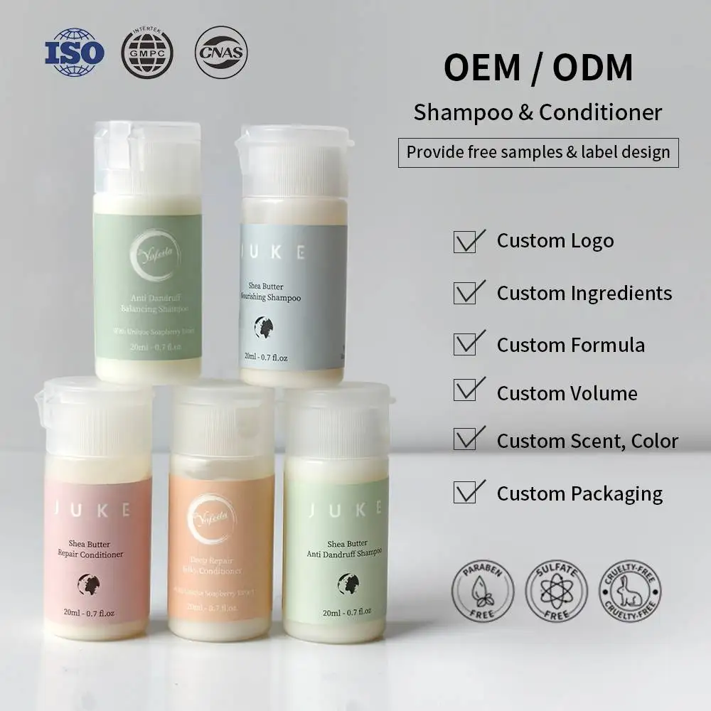 20ml Trial Hair Care Products Juke Shea Butter Wholesale Mini Hotel Shampoo and Conditioner Set Suppliers
