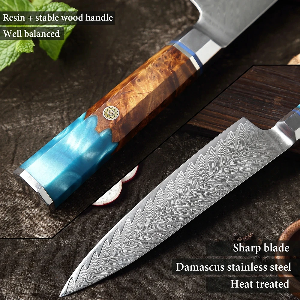 7inch Cleaver Nakiri Knife 67layers Damascus SteeL Gyuto Kiritsuke Razor Sharp Kitchen Cooking Vegetable Fillet Knife Tool