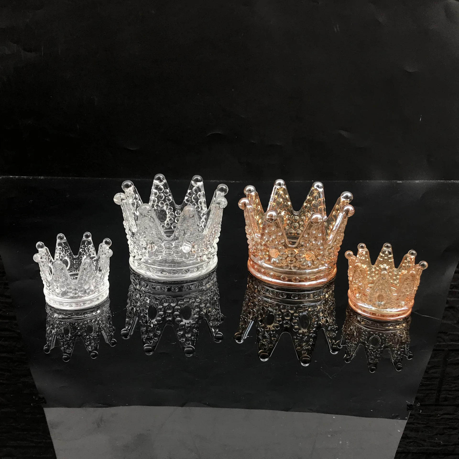 Dining Table Centerpiece Home Decor Wedding Part Tealight Candle Holder,Glass Crown Cigar Ash Tray for Party