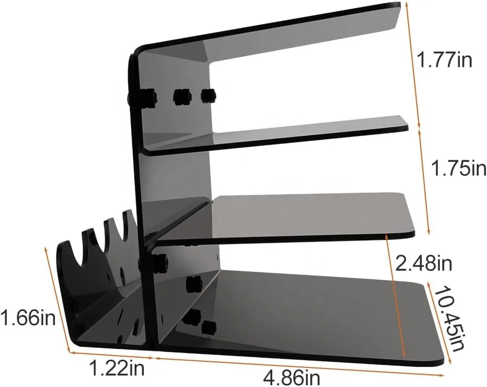 New Arrival Large Capacity 3-Tier Black Acrylic Gaming Keyboard Mouse Storage Holder Racks