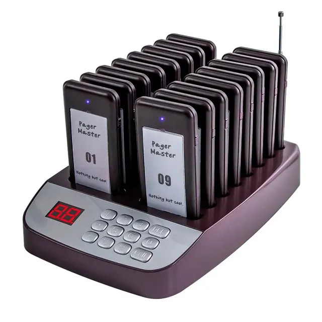 Restaurant Buzzer Pagers Wireless Paging Guest Calling System for Cafe Dessert Shop Church Food Truck / Court  16 Pagers