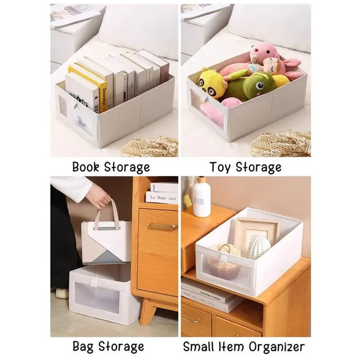 High Quality Closet Organizers Large Storage Boxes Baskets Supplier Bin Storage with Window Lead The Industry Golden Foldable