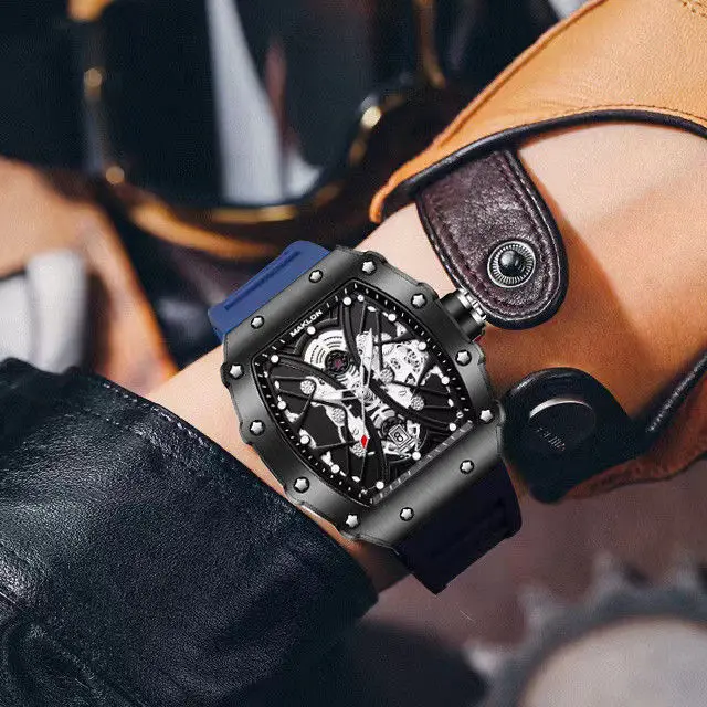 2022 Business Mens Watches Top Brand Luxury Big Dial Waterproof Creative Black Quartz Tonneau Male Wristwatch Montre Homme