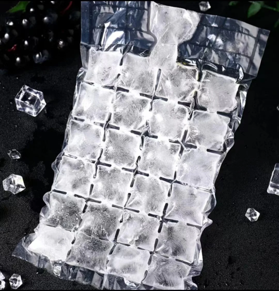LDPE Plastic Self Sealing Cubes Clear Cooler Disposable Ice Cube Packing Bags