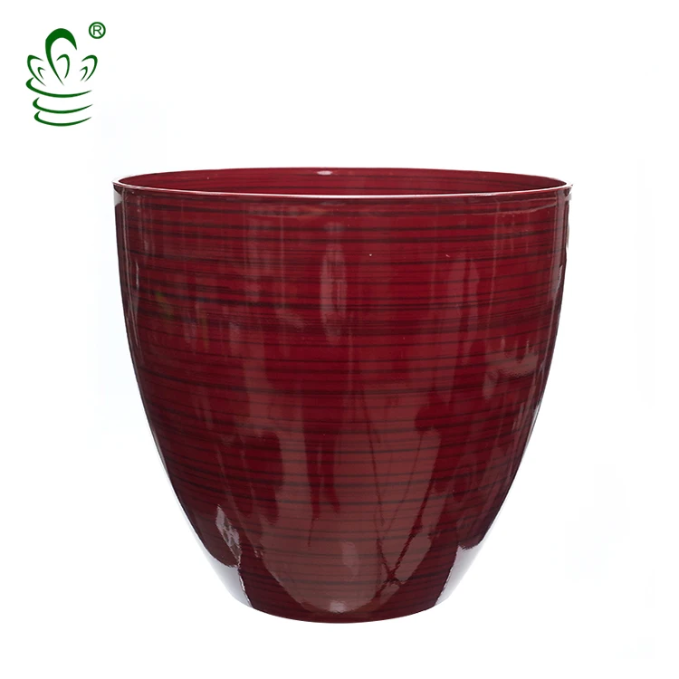 Egg shape ceramic effect planter Red large plastic Modern glazed pots for plants home decor