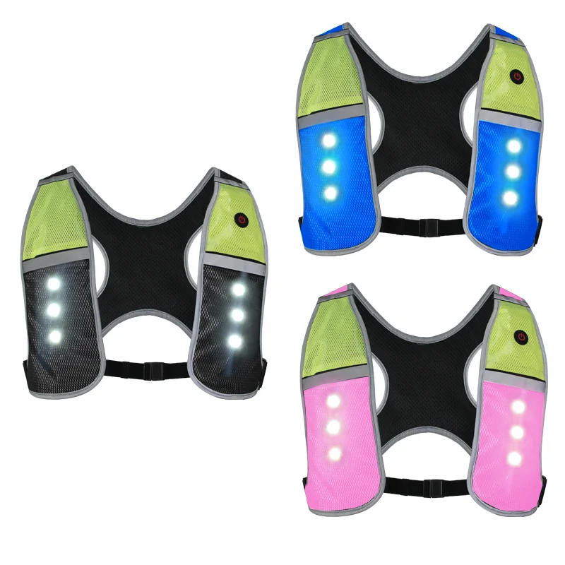 Lightweight Running Vests With Pocket Usb Rechargeable Reflective Apparel For Night Walking And Running